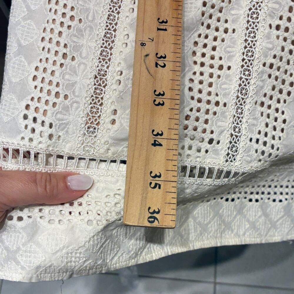 BA&SH Cream Gareth Eyelet Short Sleeve Shift Dress Sz 0 - Picture 10 of 11